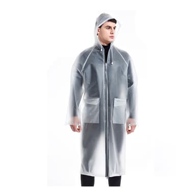 Uudelleenkäytettävä sadetakki / sadeponcho, jossa huppu ja tilaa repulle XL