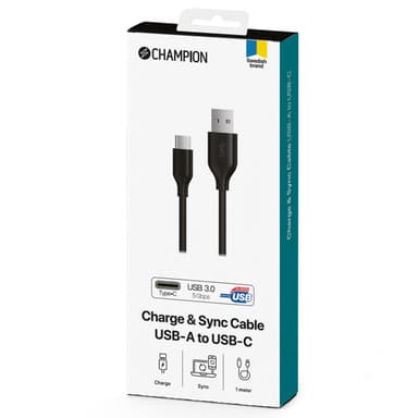 USB-A–USB-C-kaapeli 1 m musta