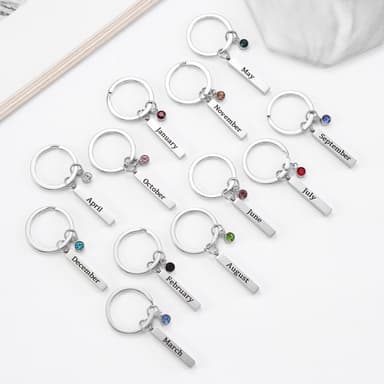 Birthstone avaimenperä - ruostumatonta terästä Birthstone avaimenperä syyskuu