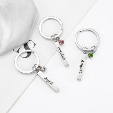 Birthstone avaimenperä - ruostumatonta terästä Birthstone avaimenperä syyskuu