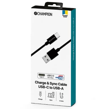 USB-A–USB-C-kaapeli 2 m musta