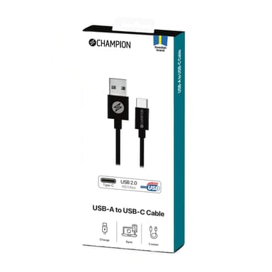 USB-A–USB-C-kaapeli 2 m musta