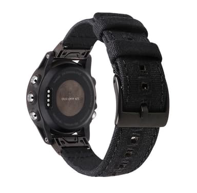 Laadukas kangasranneke Garmin-kelloon Musta M