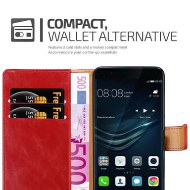 Huawei P9 PLUS Suojakuori Lompakkokotelo (Punainen)