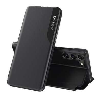 Keinonahkakotelo telineellä Samsung Galaxy S24+ - Musta