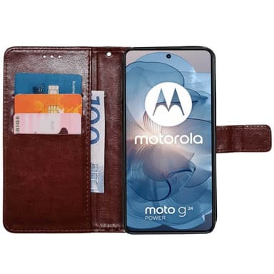 Lompakkokotelo 3-kortti Motorola Moto G24 - Ruskea