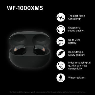Sony WF-1000XM5 täysin langattomat in-ear kuulokkeet (musta)