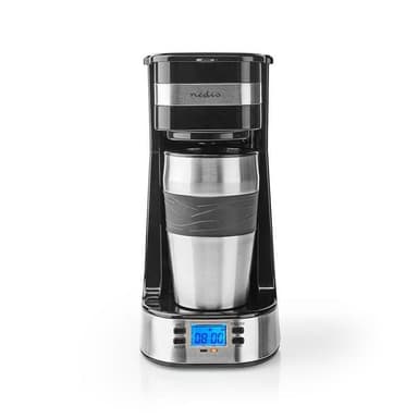Nedis Kahvinkeitin | Kahvisuodatin | 0.4 l | 1 Kupit | Käynnitysajastin | Hopea / Musta