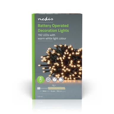 Nedis Jouluvalot | Nauha | 192 LED's | Lämmin Valkoinen | 14.40 m | Kevyet vaikutukset: 7 | Sisä- tai ulkotila | Paristokäyttöinen