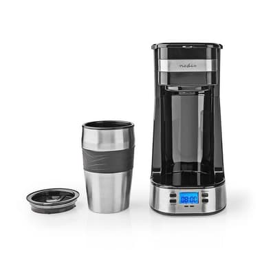 Nedis Kahvinkeitin | Kahvisuodatin | 0.4 l | 1 Kupit | Käynnitysajastin | Hopea / Musta