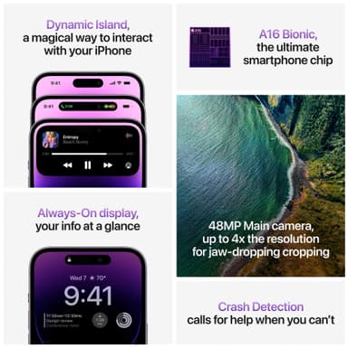 iPhone 14 Pro Max – 5G älypuhelin 128 GB (tummanvioletti)
