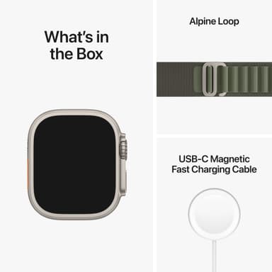 Apple Watch Ultra 49mm GPS+CEL Titanium M (vihreä / Alpine-ranneke)