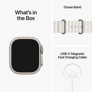 Apple Watch Ultra 49mm GPS+CEL Titanium (valkoinen / Ocean-ranneke)