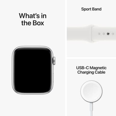 Apple Watch SE 2nd Gen 44 mm GPS (hopea alu./valk. Sport-ranneke)