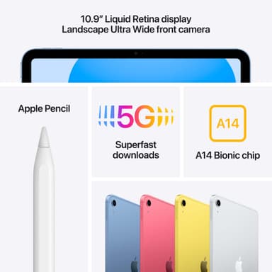 iPad 10,9" (10. sukupolvi) 256 GB WiFi + Cellular (keltainen)