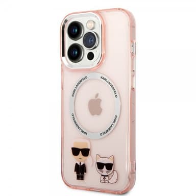 Karl Lagerfeld iPhone 14 Pro Kuori Karl & Choupette MagSafe Vaaleanpunainen