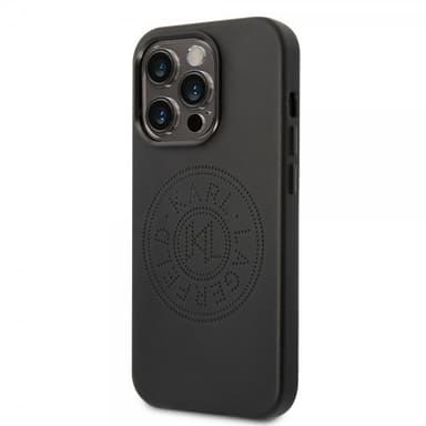 Karl Lagerfeld iPhone 14 Pro Max Kuori Logo Perforoitu Musta