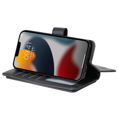SKALO iPhone 14 Plus 10-lokeroa Lompakkokotelo - Musta