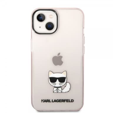 Karl Lagerfeld iPhone 14 Kuori Printed Choupette Läpinäkyvä Vaaleanpunainen