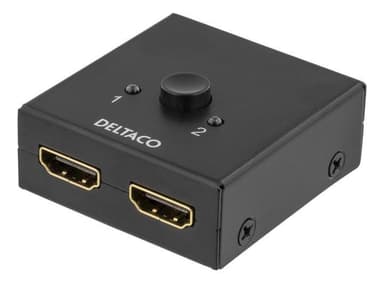 DELTACO kaksisuunt. HDMI-kytkin, 1-2 tai 2-1, manuaalinen, mu