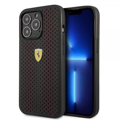 Ferrari iPhone 14 Pro Kuori Logo Perforoitu Punainen