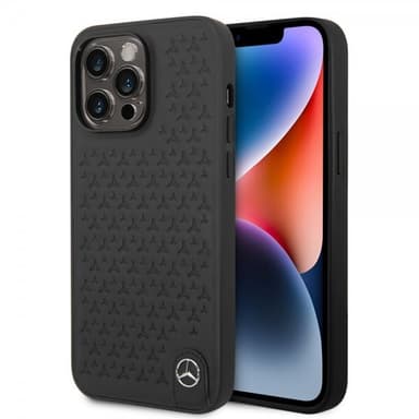 Mercedes Benz iPhone 14 Pro Max Kuori Star Pattern Musta