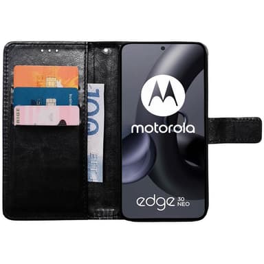 Lompakkokotelo 3-kortti Motorola Edge 30 Neo - Musta
