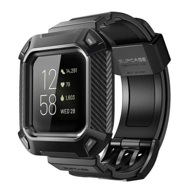 SUPCASE UB Pro urheilurannekoru Fitbit Versa 4 - Musta