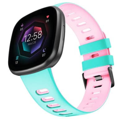Twin Sport Rannekoru Armband Fitbit Sense 2 - Minttu/vaaleanpunainen
