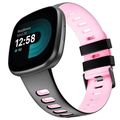 Twin Sport Rannekoru Armband Fitbit Versa 4 - Musta/vaaleanpunainen