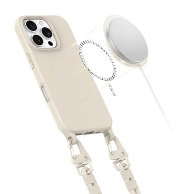 Tech-Protect takakuori MagSafella ja kantohihnalla iPhone 16 Pro:lle - Beige