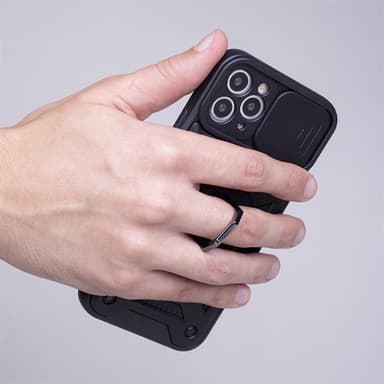 Defender-kotelo mobiilirenkaalla Motorola Moto E13:lle - musta