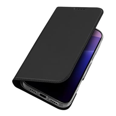 Dux Ducis Skin Pro lompakkokotelo iPhone 16 Pro Maxille, jossa on korttitasku ja jalusta - musta