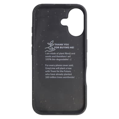 GreyLime iPhone 16 Biodenostettava Kuori Musta