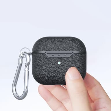 SKALO AirPods 4 Litchi suojakuori karabiinilla - Punainen