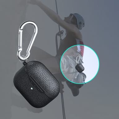 SKALO AirPods 4 Litchi suojakuori karabiinilla - Punainen