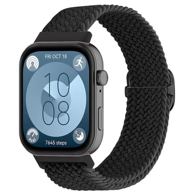 SKALO Punottu nailonranneke Huawei Watch Fit 3 - Musta