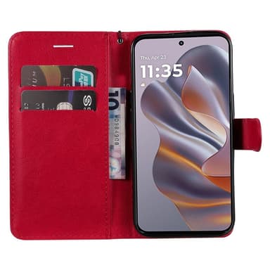 SKALO Motorola Edge 50 Neo 5G PU-nahkainen Lompakkokotelo - Punainen