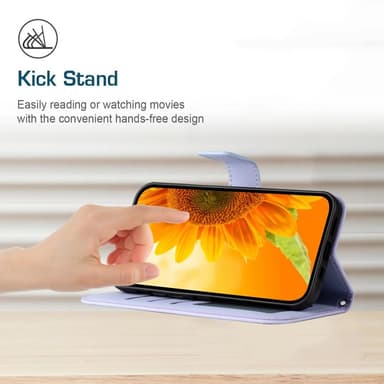 SKALO Motorola Edge 50 Neo 5G Kohokuvioitu Flower PU Nahka Lompakkokotelo - Violetti