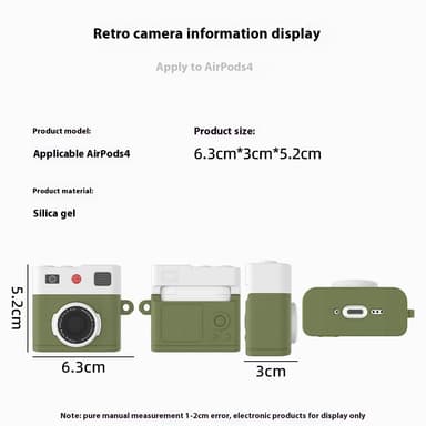 SKALO AirPods 4 Retro Kameradesign Kotelo - Ruskea