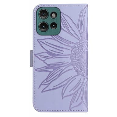 SKALO Motorola Edge 50 Neo 5G Kohokuvioitu Flower PU Nahka Lompakkokotelo - Violetti