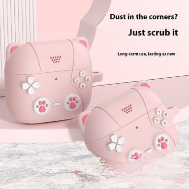 SKALO AirPods 4 Cute Cat Controller Kotelo - Pinkki