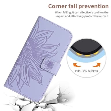 SKALO Motorola Edge 50 Neo 5G Kohokuvioitu Flower PU Nahka Lompakkokotelo - Violetti