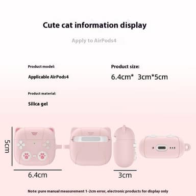 SKALO AirPods 4 Cute Cat Controller Kotelo - Pinkki