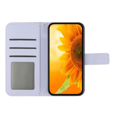 SKALO Motorola Edge 50 Neo 5G Kohokuvioitu Flower PU Nahka Lompakkokotelo - Violetti