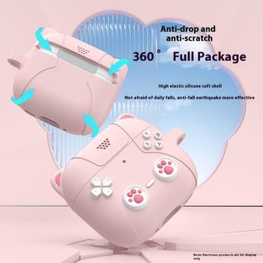 SKALO AirPods 4 Cute Cat Controller Kotelo - Pinkki