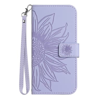 SKALO Motorola Edge 50 Neo 5G Kohokuvioitu Flower PU Nahka Lompakkokotelo - Violetti