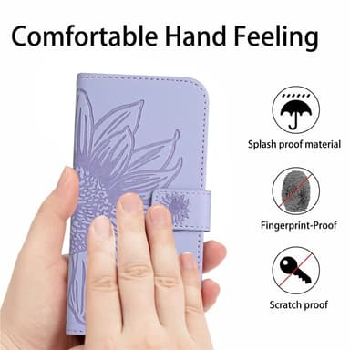 SKALO Motorola Edge 50 Neo 5G Kohokuvioitu Flower PU Nahka Lompakkokotelo - Violetti