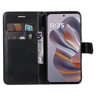 SKALO Motorola Edge 50 Neo 5G PU-nahkainen Lompakkokotelo - Musta