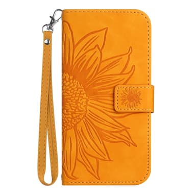 SKALO Motorola Edge 50 Neo 5G Kohokuvioitu Flower PU Nahka Lompakkokotelo - Keltainen